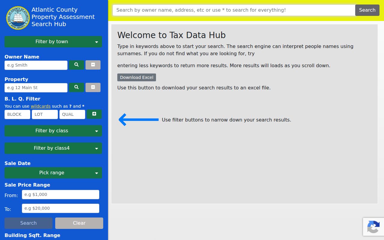 Atlantic residents directory property assessment search filters