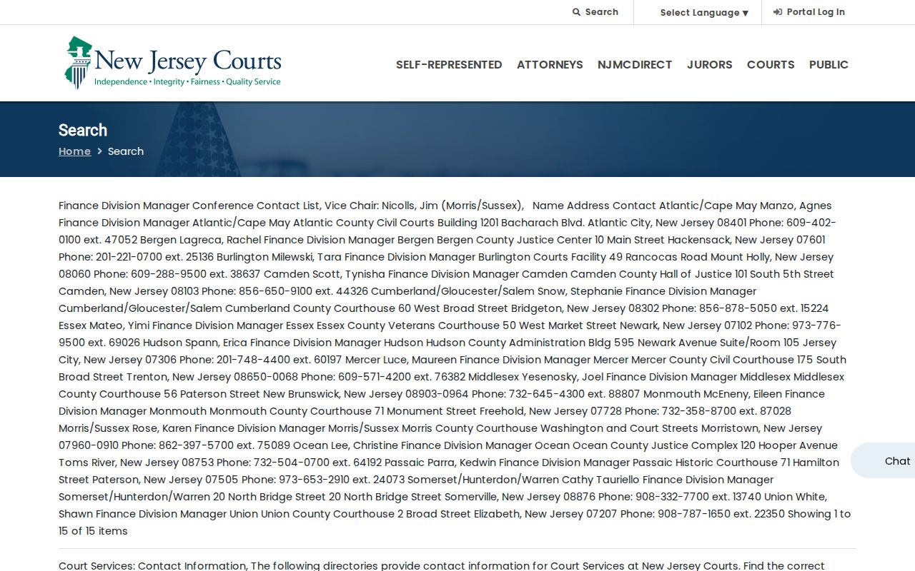 Atlantic residents directory New Jersey Courts case search choices