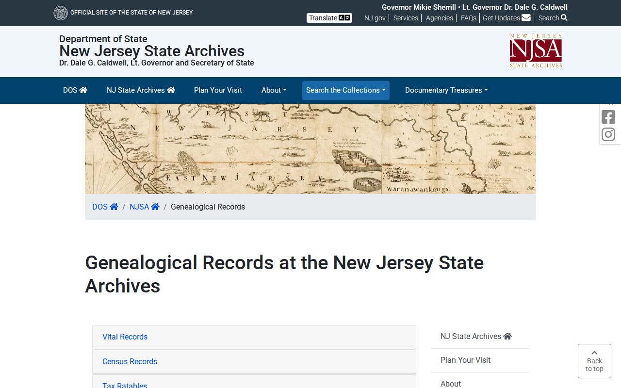Atlantic previous residents search at New Jersey State Archives genealogy collections
