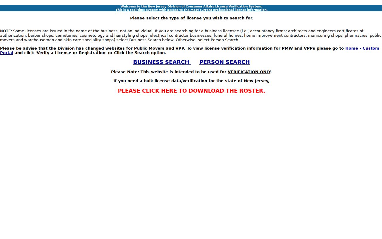 Atlantic resident lookup with New Jersey Consumer Affairs license verification choices